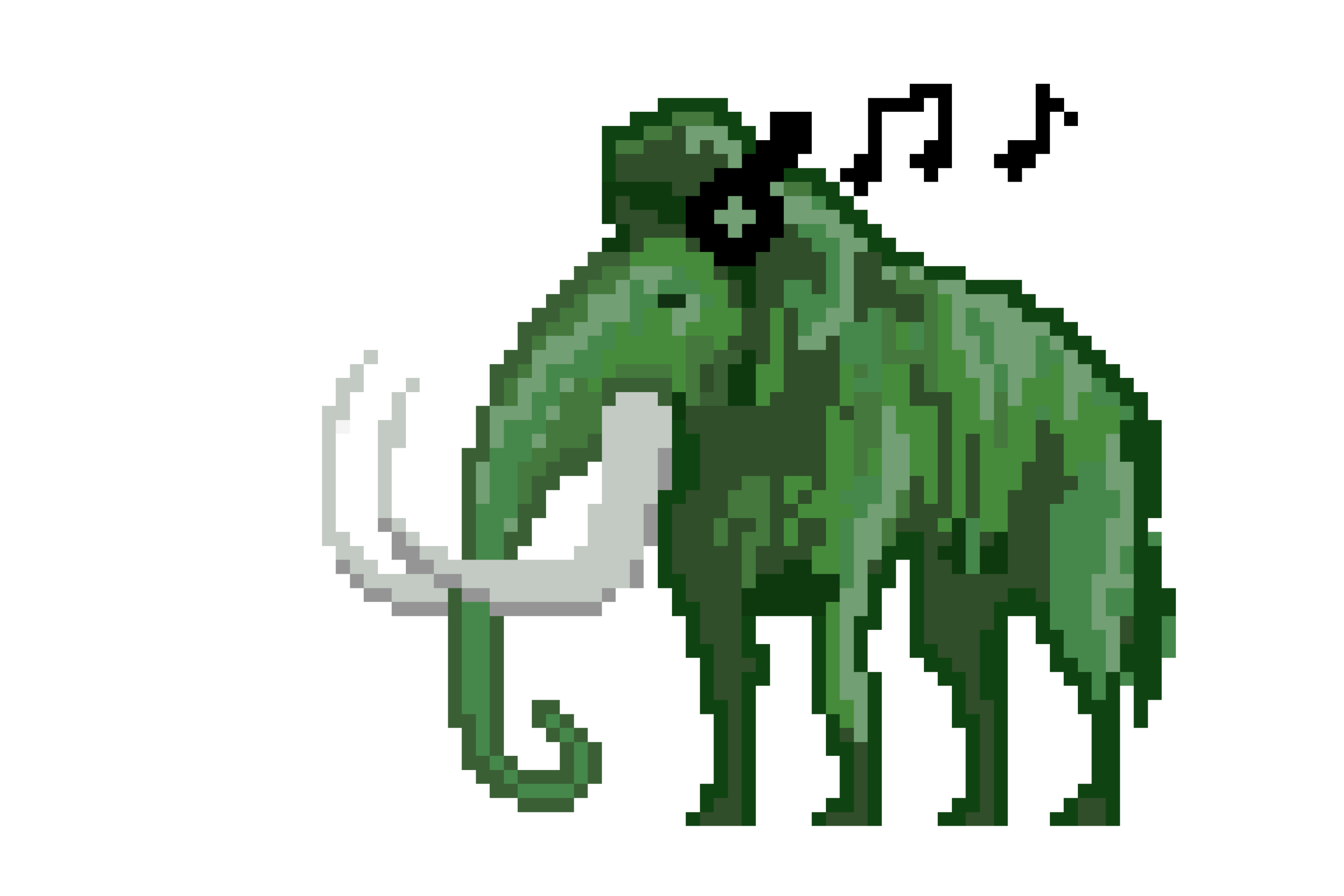 Pixel Mammoth with headphones