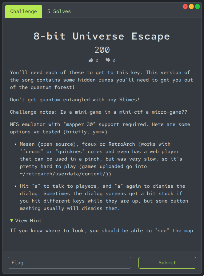 8-bit Universe Escape challenge screenshot