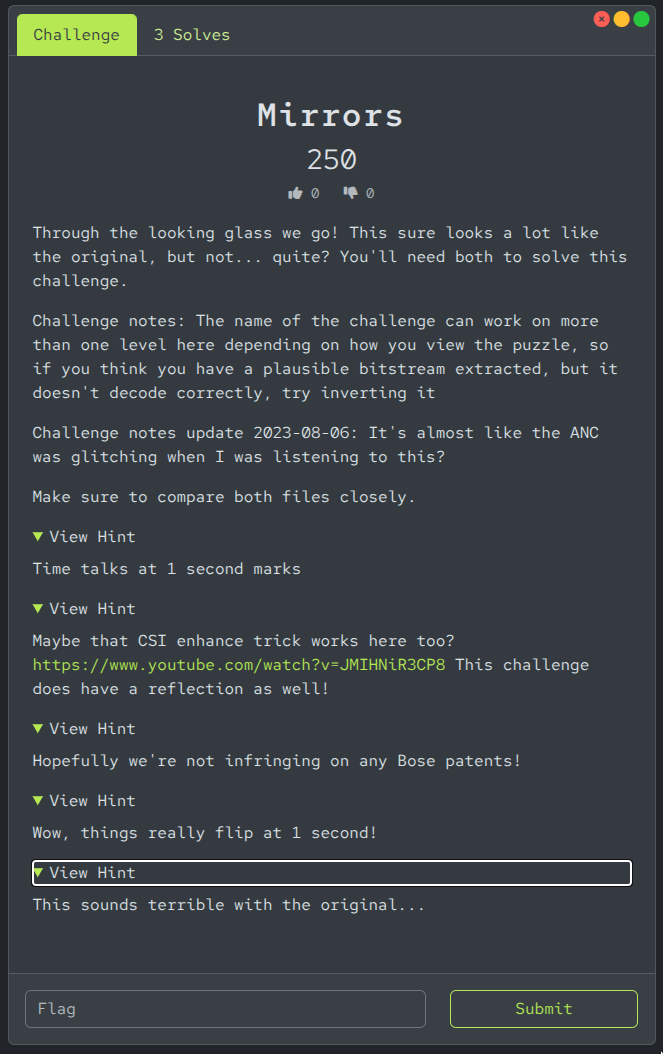 Mirrors challenge screenshot