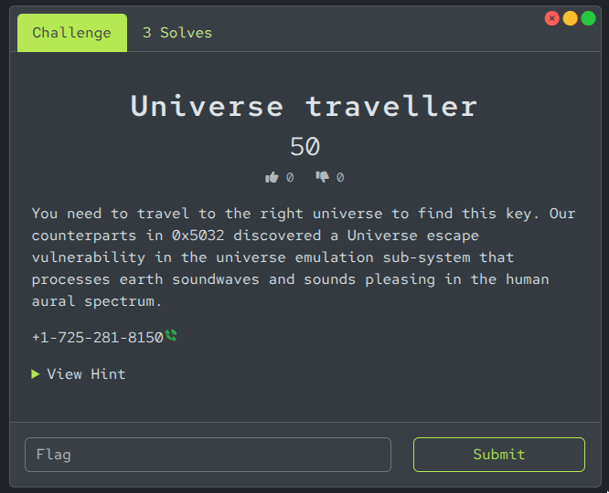 Universe Traveller challenge screenshot